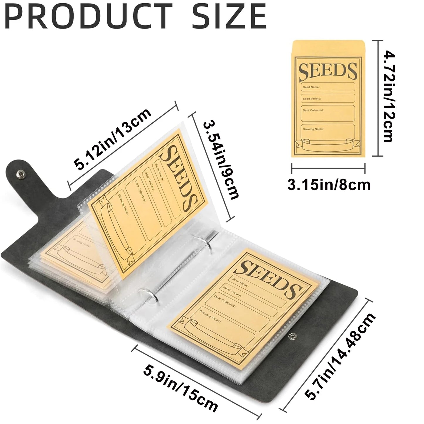Garden Seed Organizer Binder with 50 Self-Sealing Envelopes