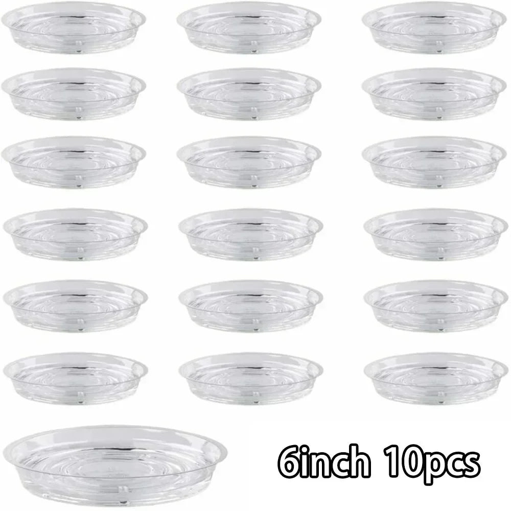 10PCS Clear Round Plant Saucer Drip Trays – PET Pot Base & Multipurpose Storage Tray for Indoor Plants, Snacks, or Desktop Use