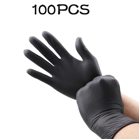 100-Pack Black Nitrile Disposable Gloves – Latex-Free, Oil-Proof, Anti-Static for Cleaning, Garden, Tattoo & Pet Care