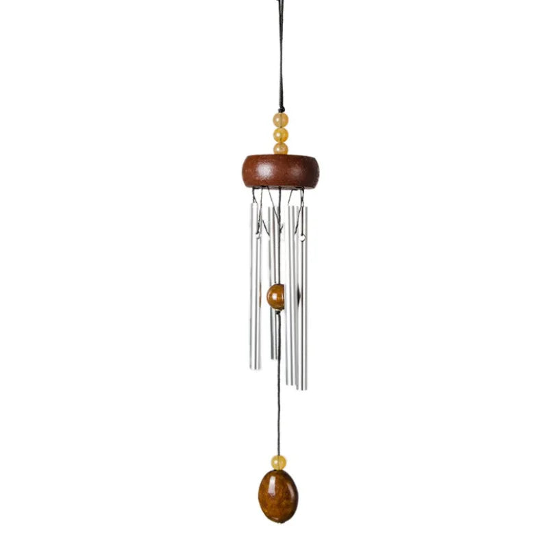 Solid Wood & Aluminum Wind Chime — 4-Tube Hanging Bell for Door, Car, or Home Décor (27cm Pastoral Style)