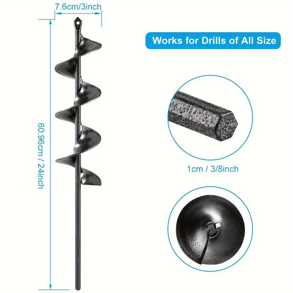 Heavy-Duty Garden Auger Drill Bit for Soil Loosening & Planting