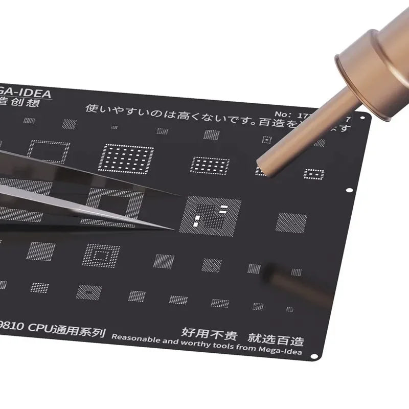 QIANLI MEGA-IDEA Black BGA Reballing Stencil 0.3–0.5mm Mesh