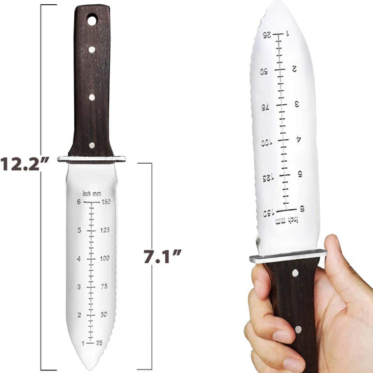 Professional Hori Garden Knife with Leather Sheath & Handguard – Multi-Use Weeding, Digging, and Cutting Tool