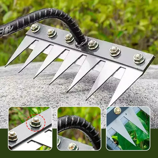 5/6/7/8 Teeth Carbon Steel Garden Weeding Rake — Multi-Tooth Soil Loosening Tool for Yard, Straw, and Agricultural Use