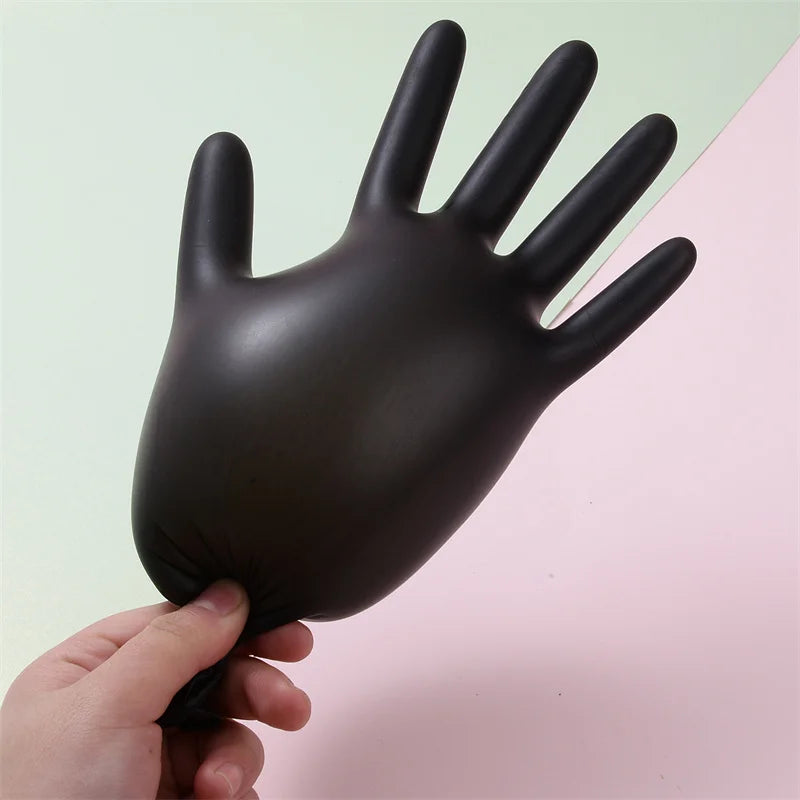 100-Pack Black Nitrile Disposable Gloves – Latex-Free, Oil-Proof, Anti-Static for Cleaning, Garden, Tattoo & Pet Care