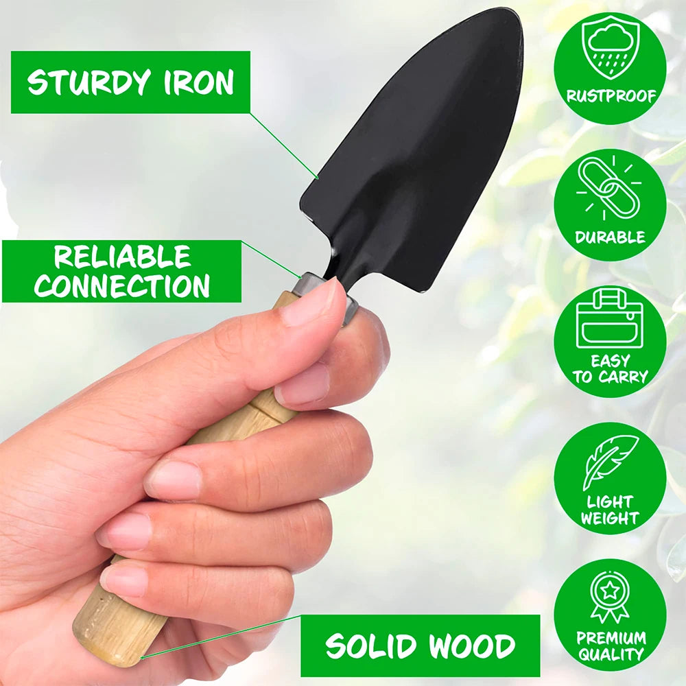3PCS Mini Garden Tool Set – Shovel, Rake & Trowel for Small Plants