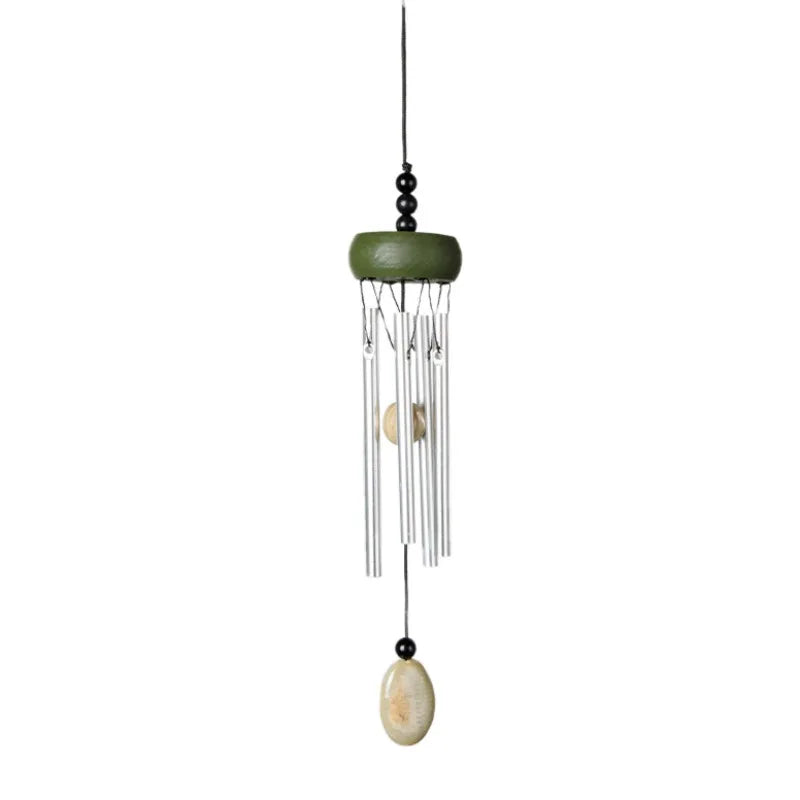 Solid Wood & Aluminum Wind Chime — 4-Tube Hanging Bell for Door, Car, or Home Décor (27cm Pastoral Style)