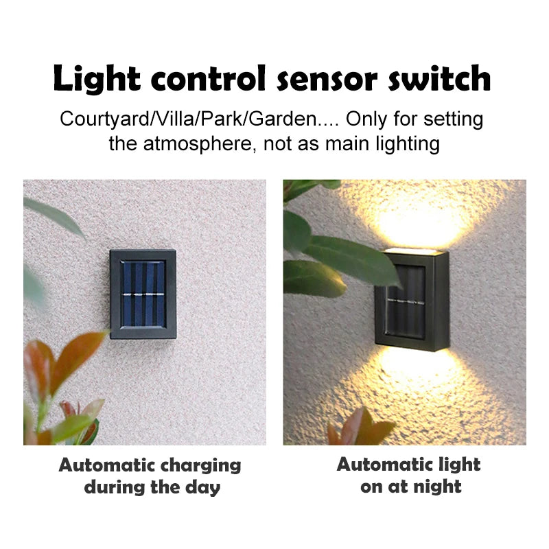 Solar LED Wall Lights – IP65 Waterproof Outdoor Garden Lighting (1–16 PCS)