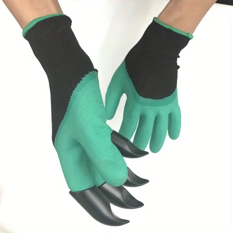 2 Pairs Garden Gloves with Claws — Digging, Planting, Weeding & Seeding Gloves with Nail & Finger Protection