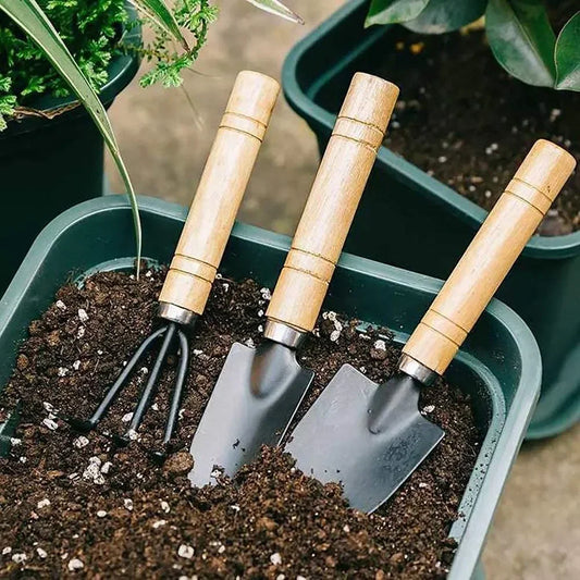 3PCS Mini Garden Tool Set – Small Shovel, Rake & Trowel for Indoor Plants & Flower Pots