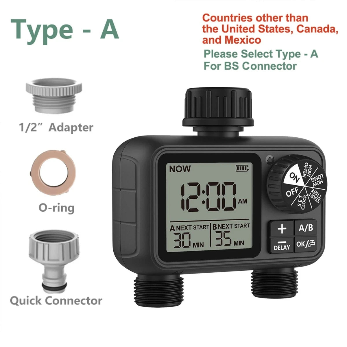 2-Outlet Digital Water Timer – Dual Zone Irrigation Controller (HCT-M06)