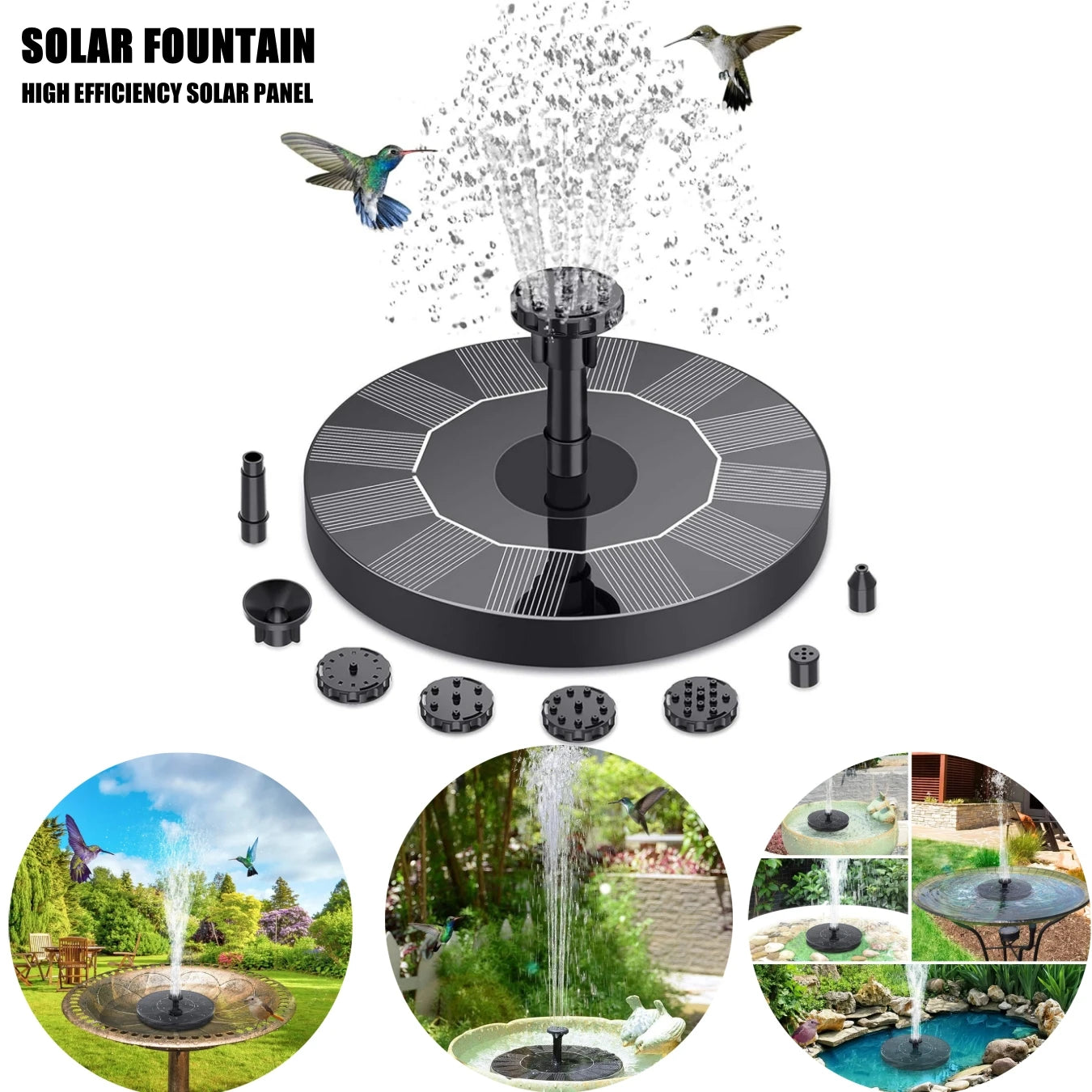 Solar Water Fountain – Mini Solar Powered Pump for Pools, Ponds, Bird Baths & Garden Decor