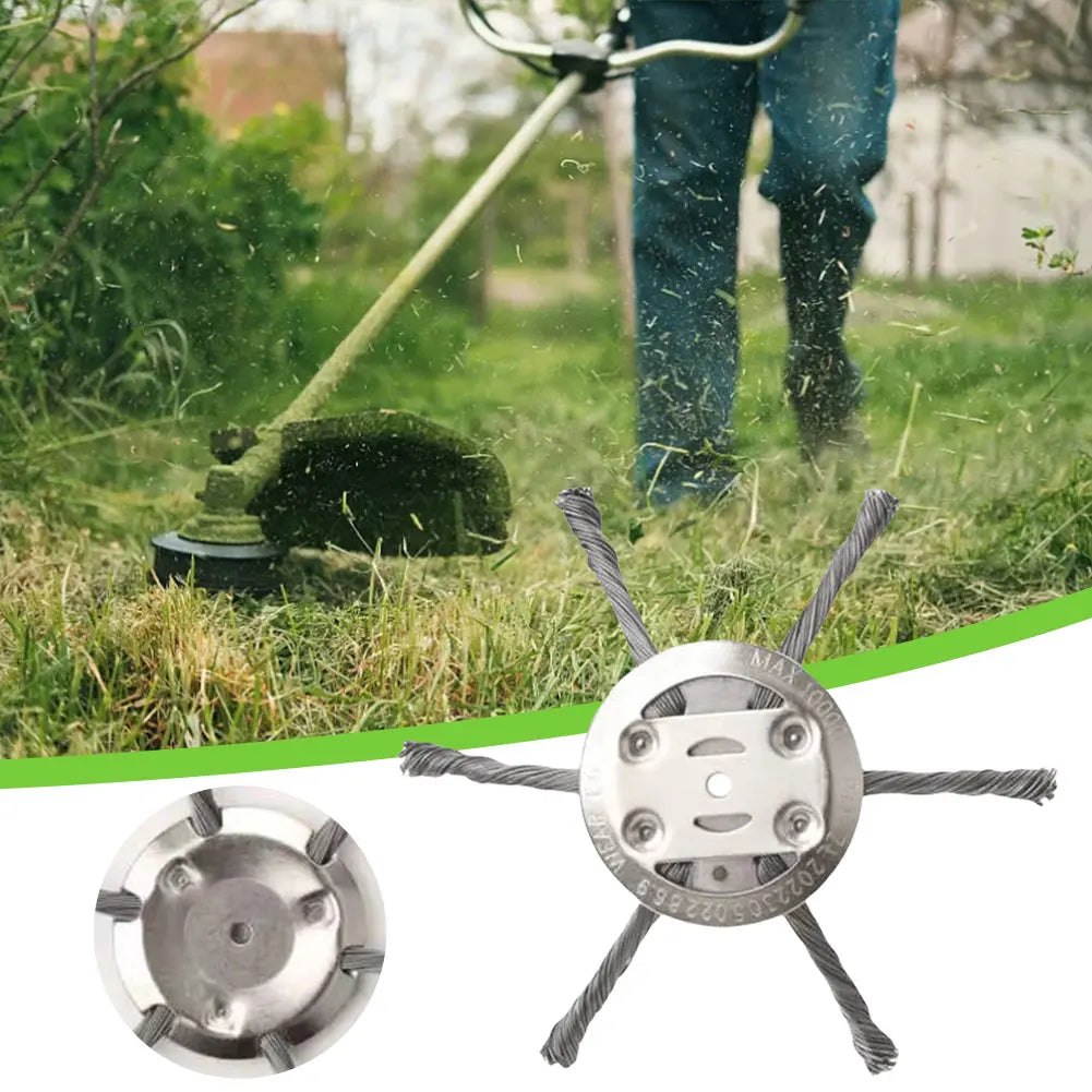 Universal Steel Wire Weed Brush Cutter Head — 15cm Trimmer Wheel for Grass, Rust, & Moss Removal (Fits Cordless Trimmers)