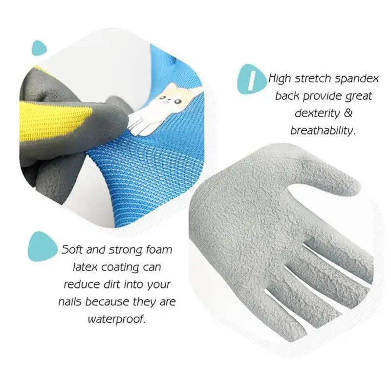 Kids Waterproof Garden Gloves – Durable Non-Slip Safety Work Gloves for Children (Pink/Blue/Yellow)