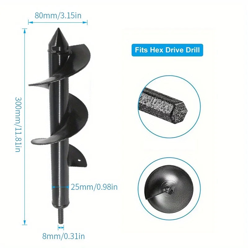 Heavy-Duty Garden Auger Drill Bit for Soil Loosening & Planting