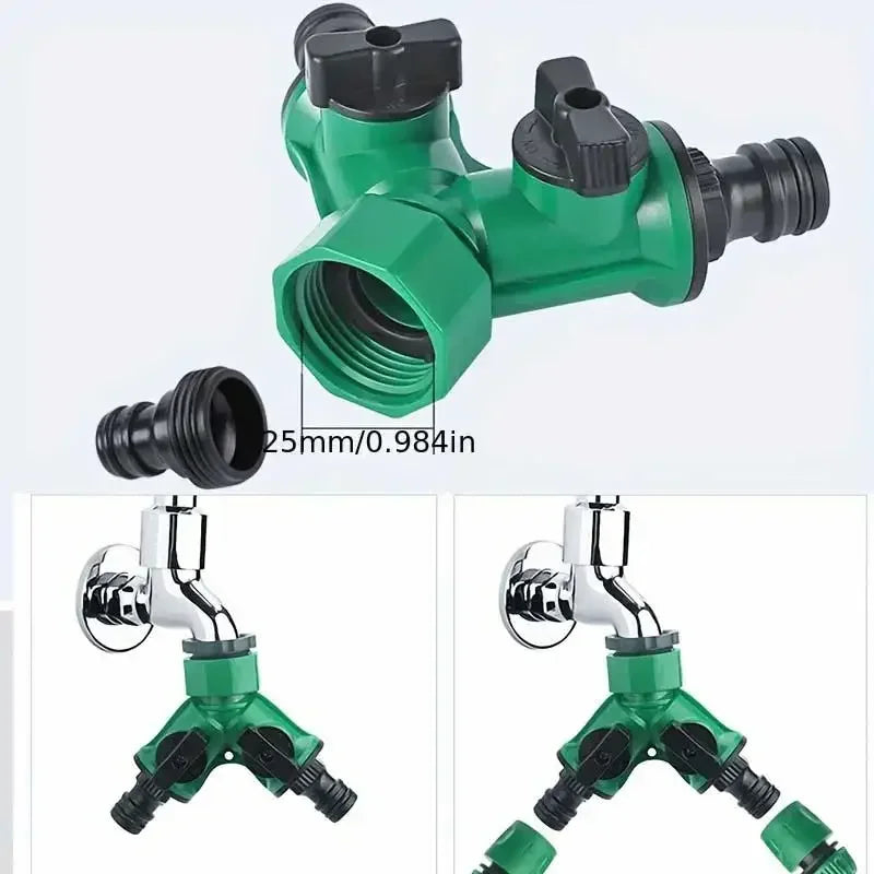 2-Way Garden Hose Splitter with Shut-Off Valves – 3/4" Connector