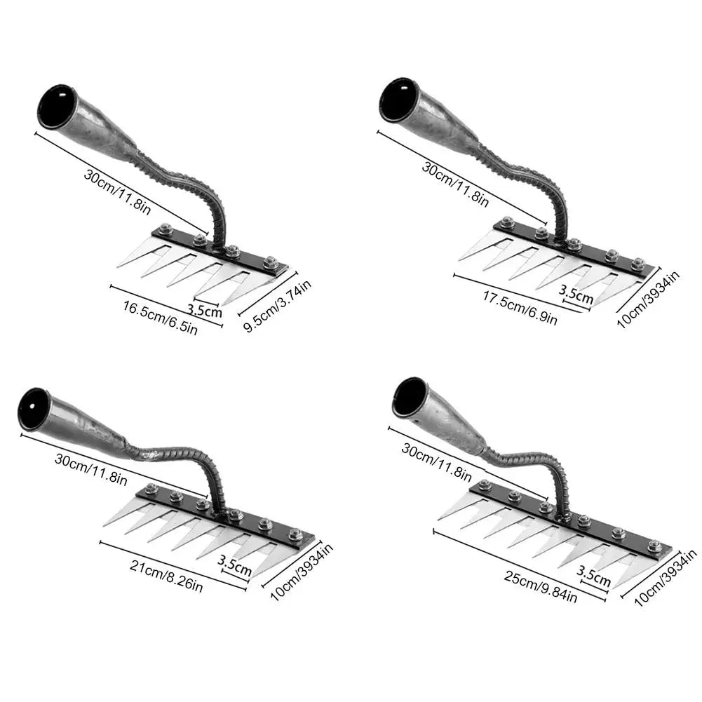 8-Tooth Carbon Steel Garden Rake – Heavy-Duty Weeding & Digging Tool