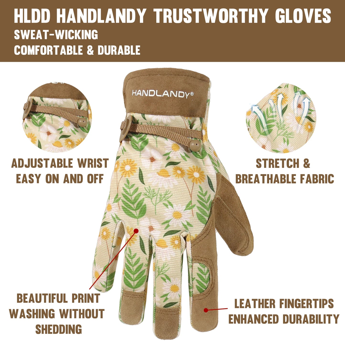 HANDLANDY Women’s Gardening Gloves – Leather, Breathable, Durable