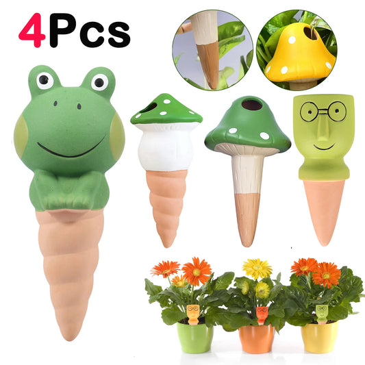 4Pcs Ceramic Self-Watering Spikes – Automatic Drip Irrigation Kit