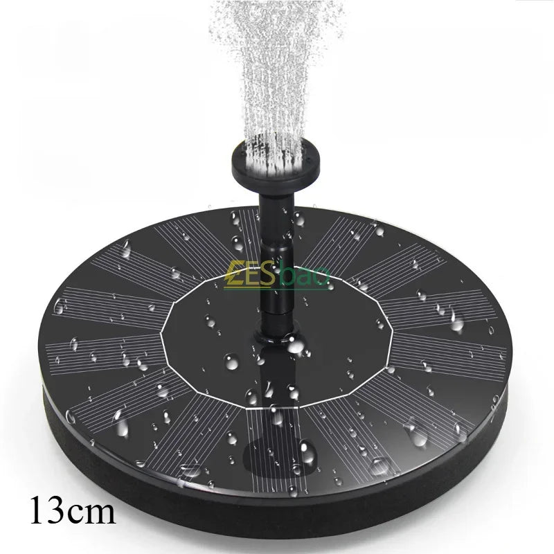 1.4W Outdoor Solar Fountain Pump — Floating Water Feature for Pools, Ponds, and Gardens (Combined Spray Nozzles)