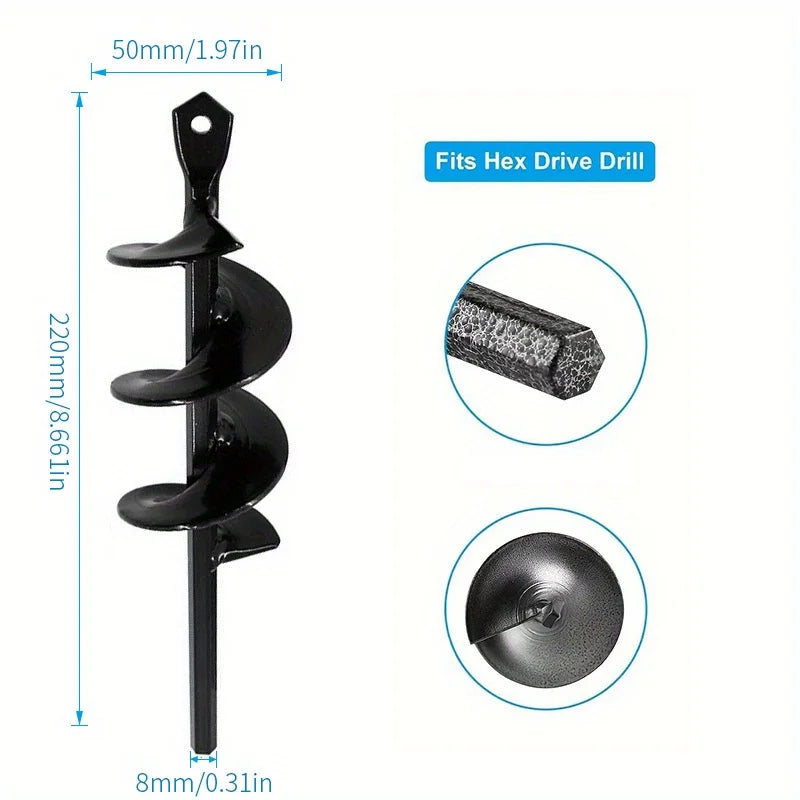 Heavy-Duty Garden Auger Drill Bit for Soil Loosening & Planting