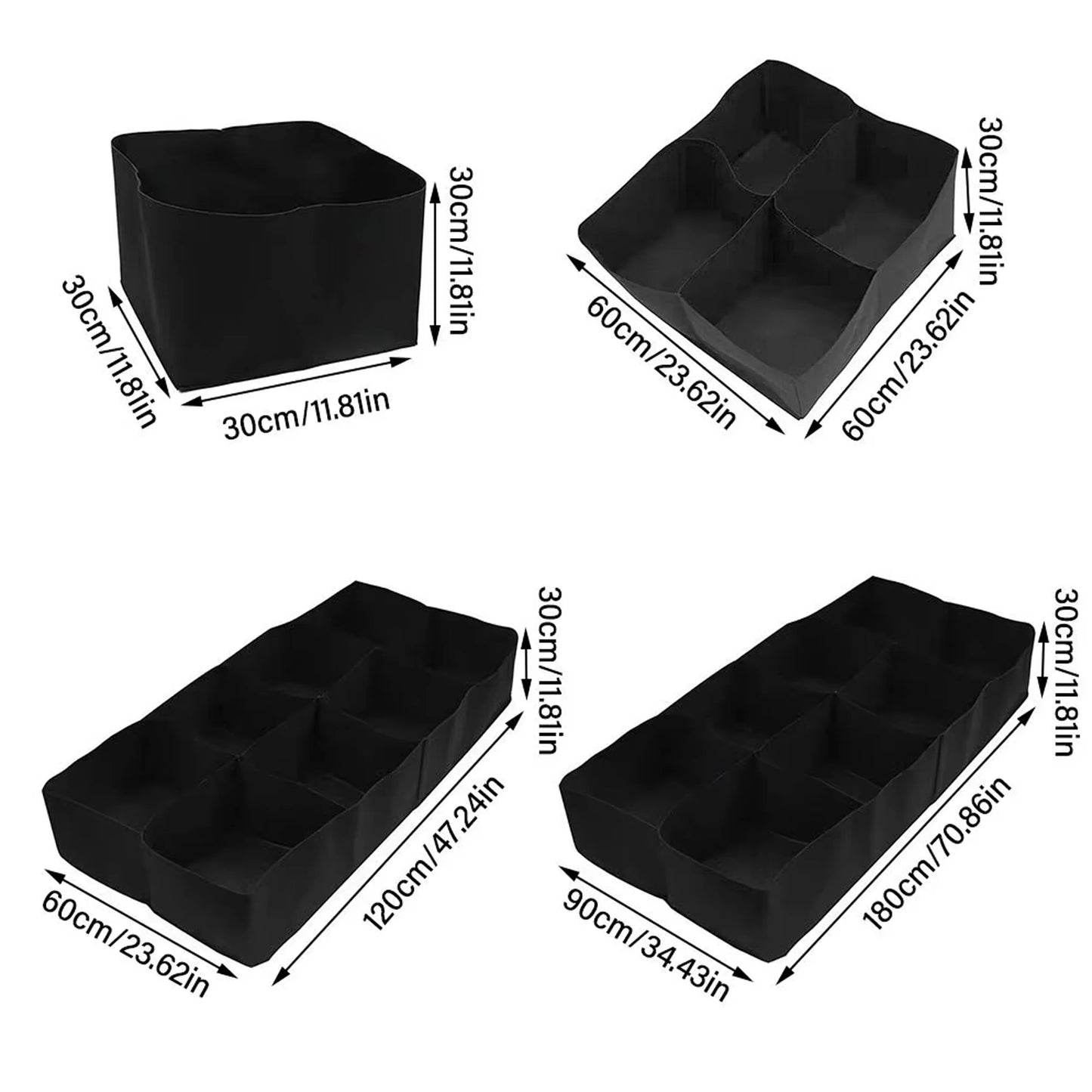Rectangular Felt Grow Bag with Multi-Grid — Breathable Planting Container for Vegetables & Herbs