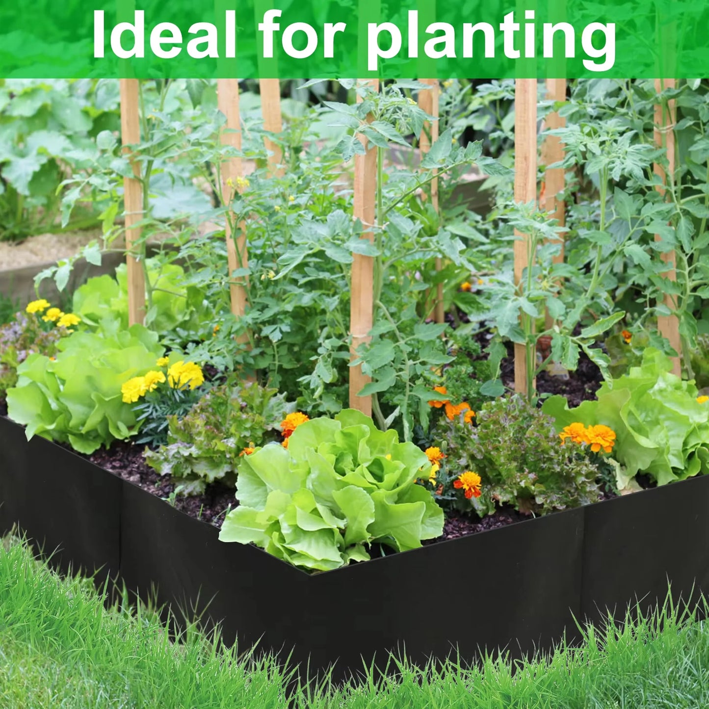Rectangular Felt Grow Bag with Multi-Grid — Breathable Planting Container for Vegetables & Herbs