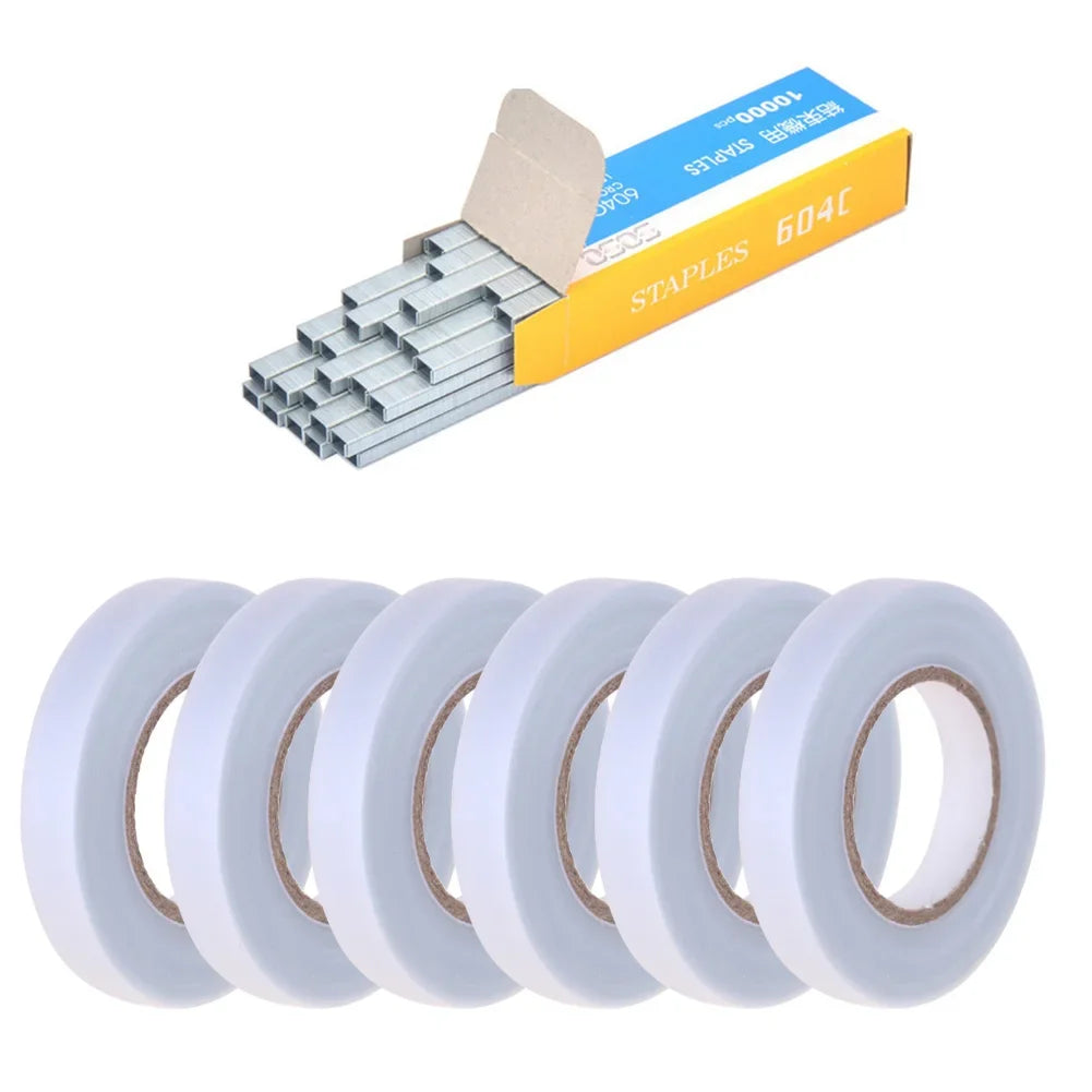 6-20pcs PVC Plant Tie Tape with Staples — Branch Tying Tape for Garden Tools & Tying Machines (Vegetables, Vines, Fruit Trees)