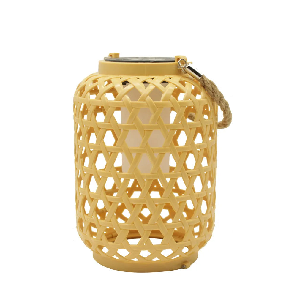 Solar Hanging Bamboo-Style Lantern – Waterproof Outdoor Rattan Light for Garden & Courtyard Decoration