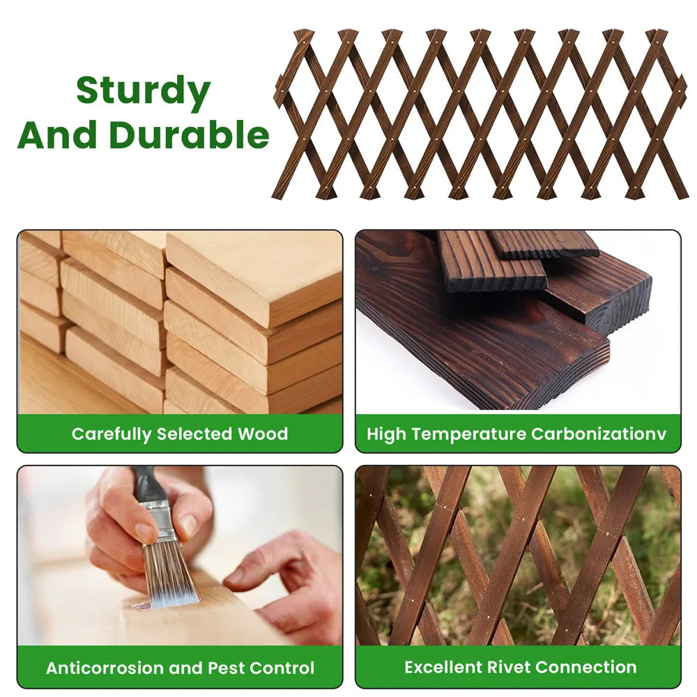 Expandable Wooden Garden Trellis – 200×30cm Climbing Plant Support