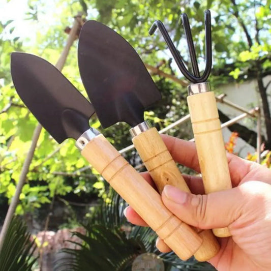 3PCS Mini Garden Tool Set – Shovel, Rake & Trowel for Small Plants