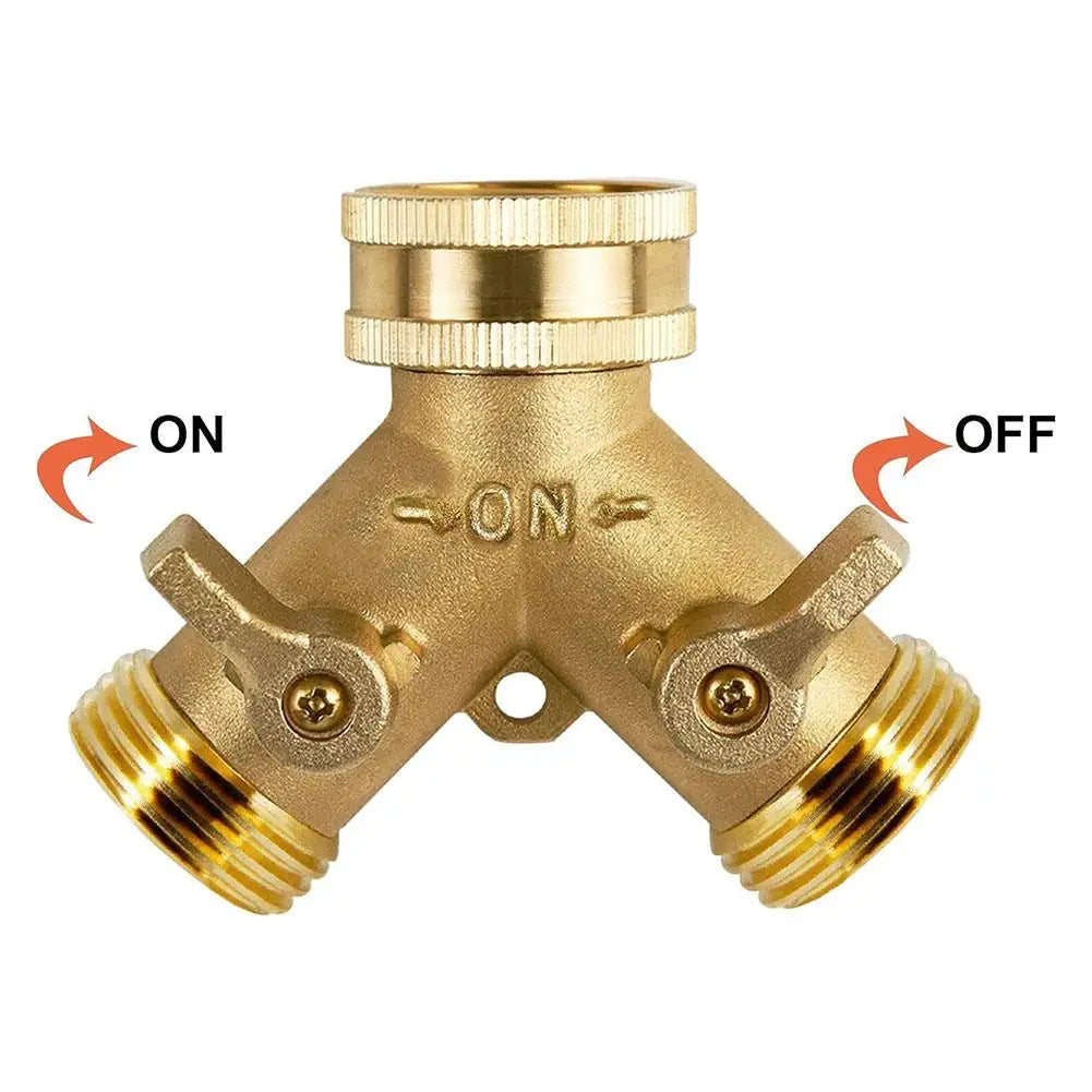 3/4" Brass Garden Hose Splitter – 2-Way Y Tap Connector (1–3 Sets)