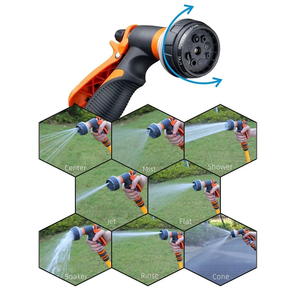 8-Pattern Garden Hose Nozzle – High-Pressure Water Gun for Car Washing & Yard Spraying