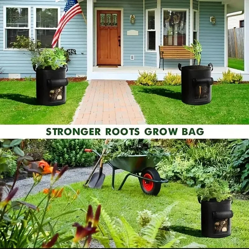 Vegetable Grow Bags – Nonwoven Fabric Pot with Harvest Window & Handles