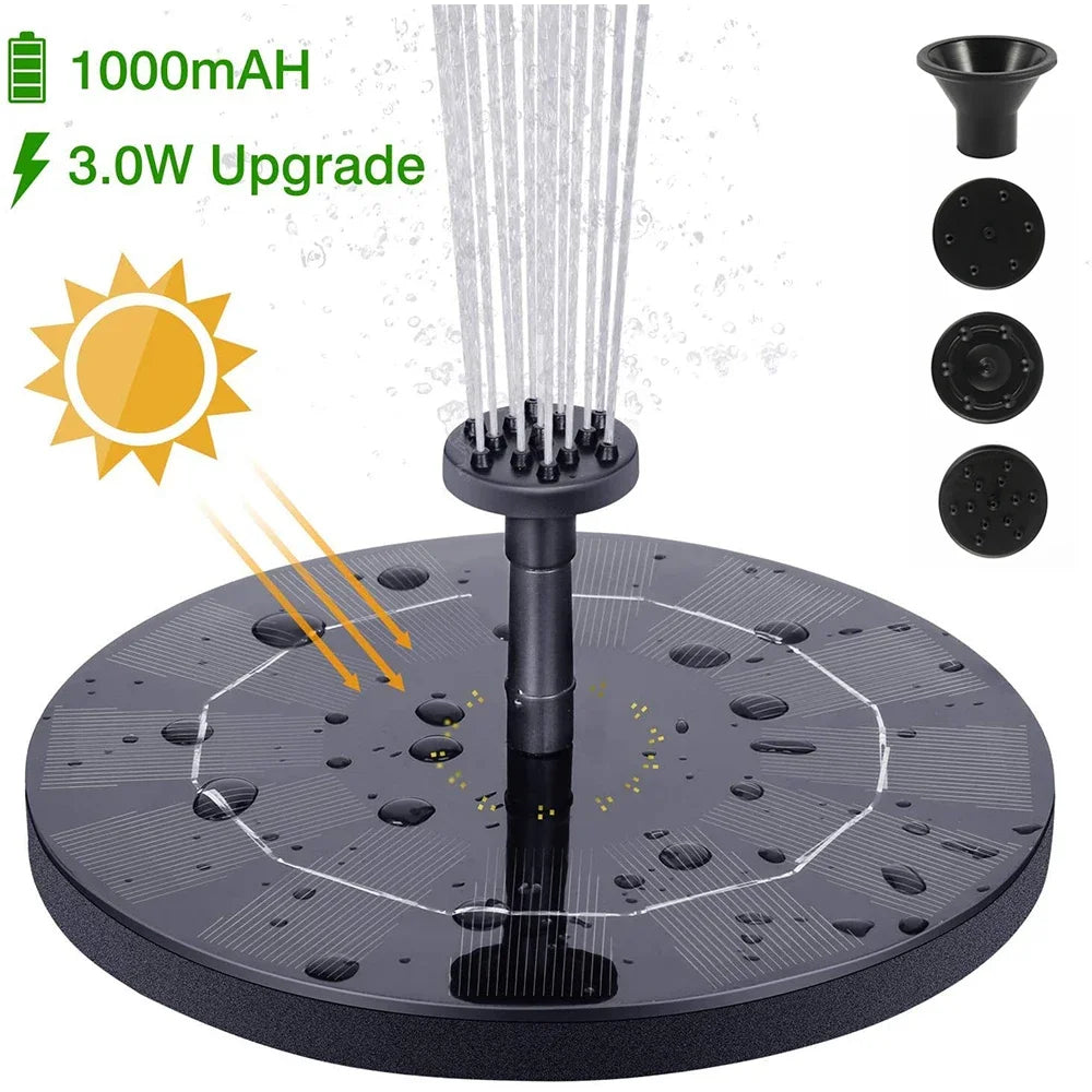 Floating Solar Fountain Pump with 4 Nozzles — Solar-Powered Water Feature for Bird Baths, Ponds, Pools & Gardens