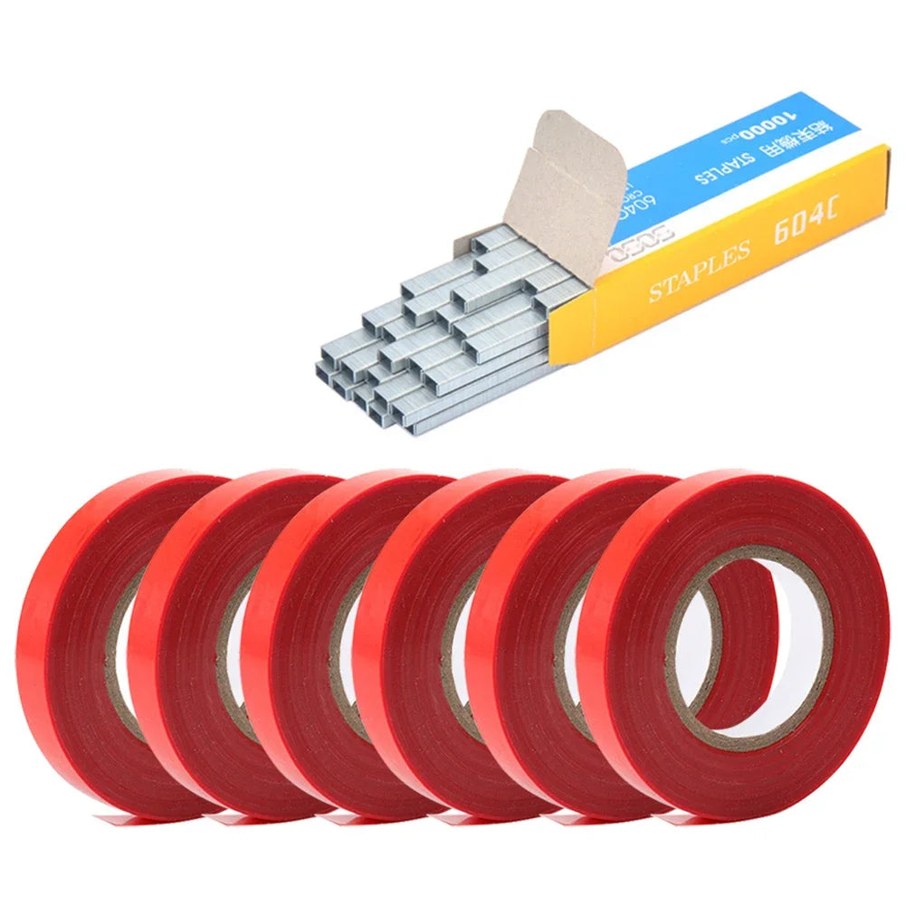 6-20pcs PVC Plant Tie Tape with Staples — Branch Tying Tape for Garden Tools & Tying Machines (Vegetables, Vines, Fruit Trees)