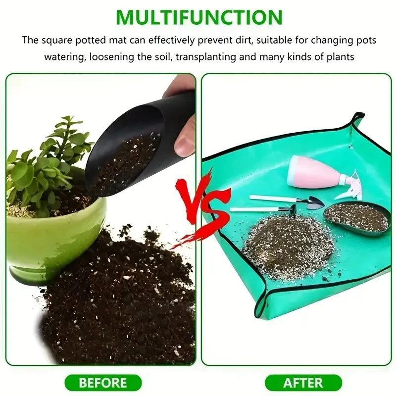 Waterproof Foldable Potting Mat – PE Planting Tray for Gardening