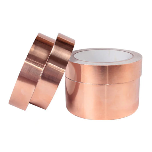 Single-Sided Conductive Copper Foil Tape — 10M EMI Shielding & DIY Tape for Stained Glass, Electronics, and Snail Repellent (5mm–50mm)