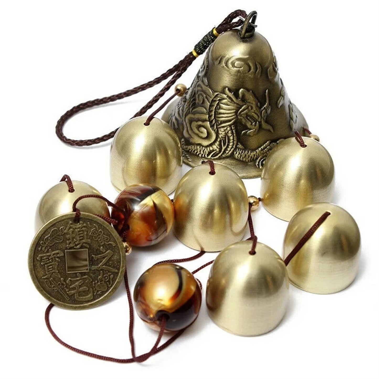 Lucky Dragon-Shaped Metal Wind Chime — Copper Alloy Hanging Décor for Home, Balcony, Courtyard & Gift Occasions (55cm)