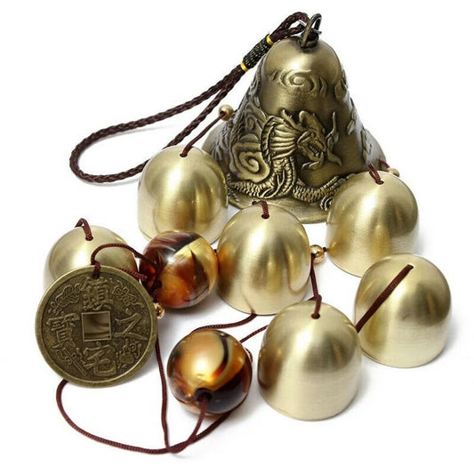 Lucky Dragon-Shaped Metal Wind Chime — Copper Alloy Hanging Décor for Home, Balcony, Courtyard & Gift Occasions (55cm)