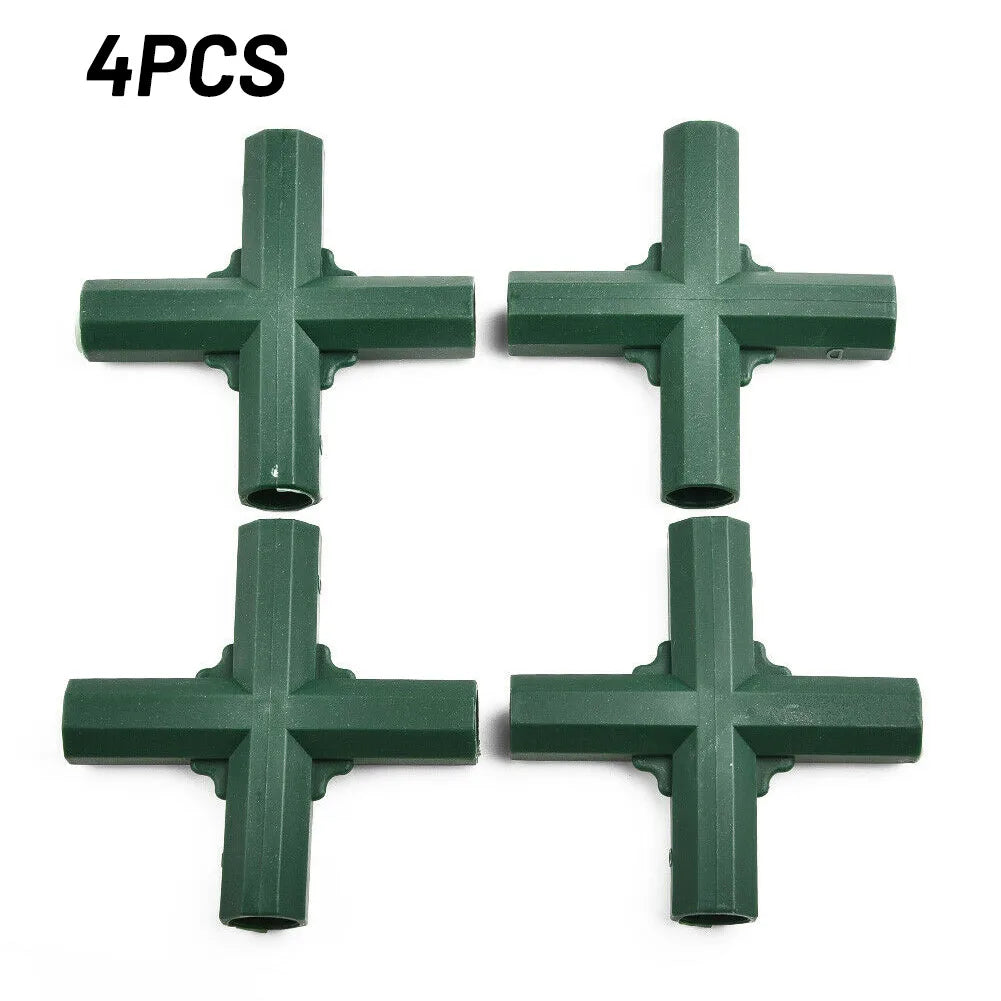 4PCS Greenhouse Pole Connectors – 16-17mm Plastic Structure Joints for Garden Frames & Plant Supports