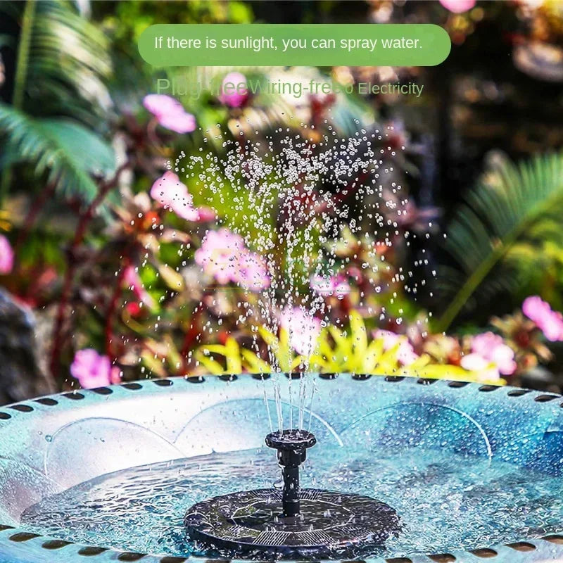 1.4W Outdoor Solar Fountain Pump — Floating Water Feature for Pools, Ponds, and Gardens (Combined Spray Nozzles)