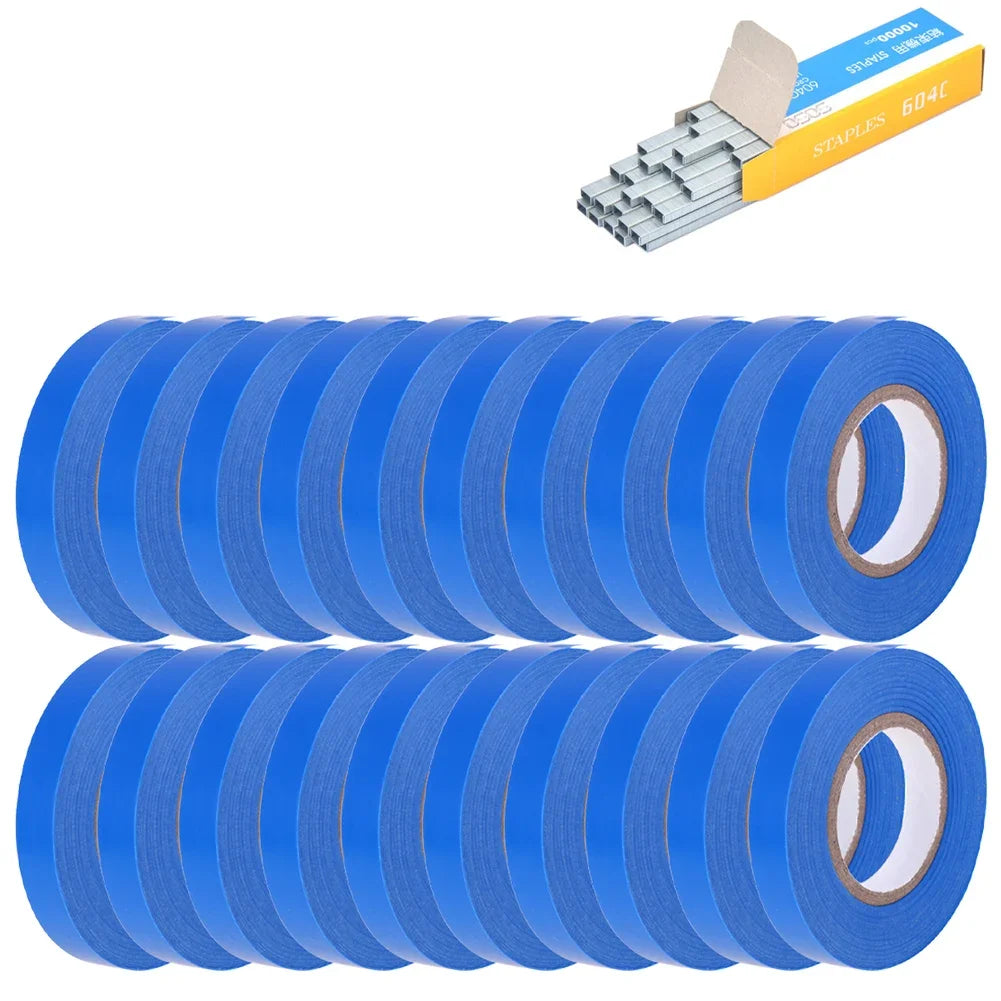 6-20pcs PVC Plant Tie Tape with Staples — Branch Tying Tape for Garden Tools & Tying Machines (Vegetables, Vines, Fruit Trees)