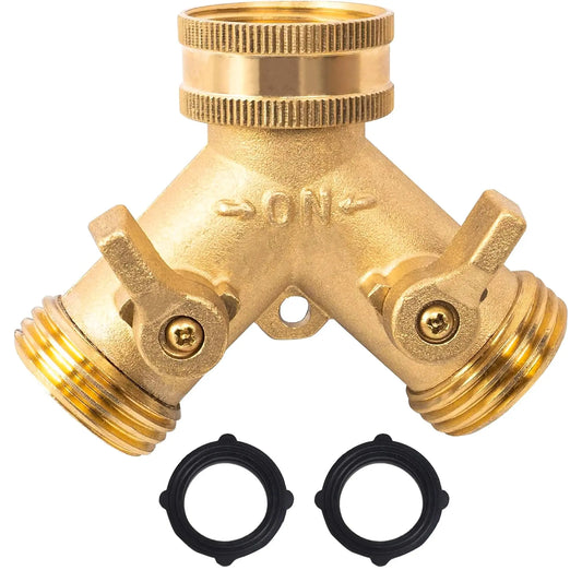 3/4" Brass Garden Hose Splitter – 2-Way Y Connector (1/2/3 Sets)