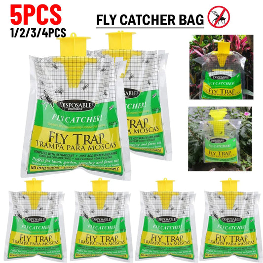 Disposable Fly Trap Catcher Bag – Hanging Non-Toxic Fly Killer with Bait for Garden & Household Use