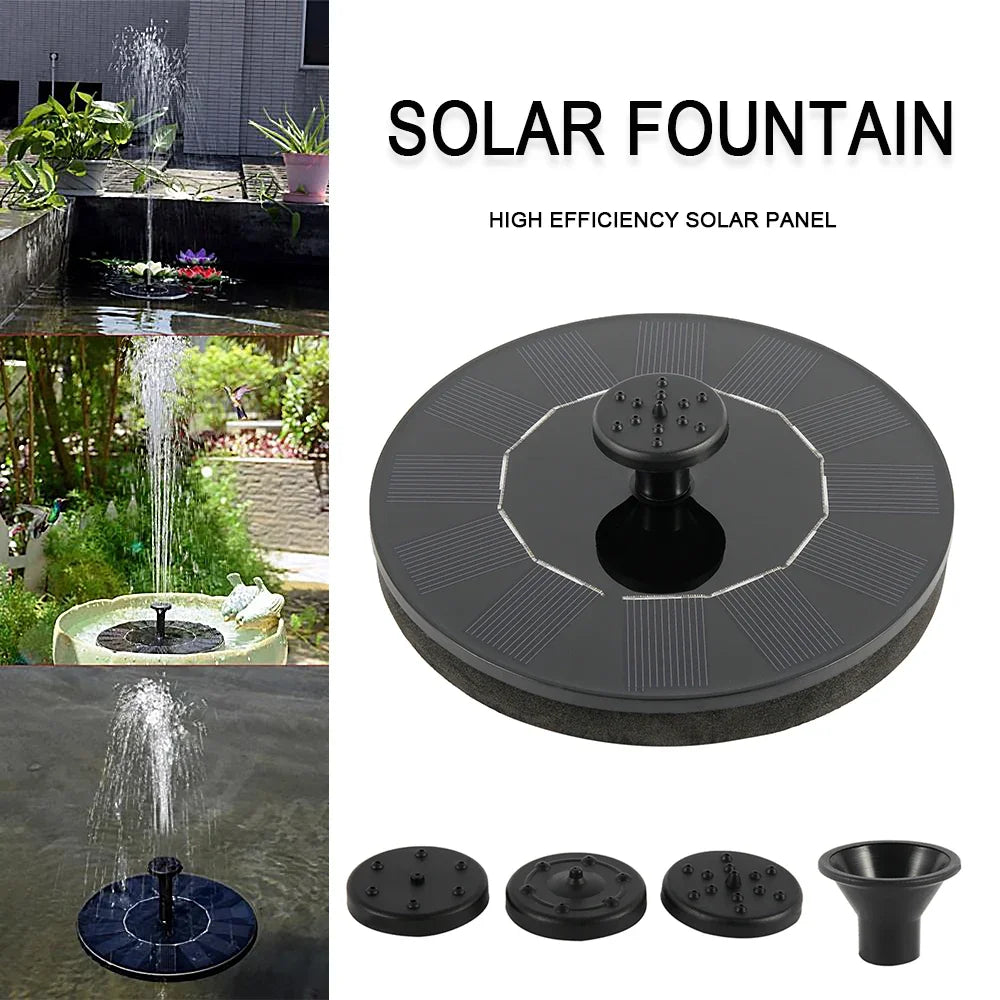 Floating Solar Fountain Pump with 4 Nozzles — Solar-Powered Water Feature for Bird Baths, Ponds, Pools & Gardens