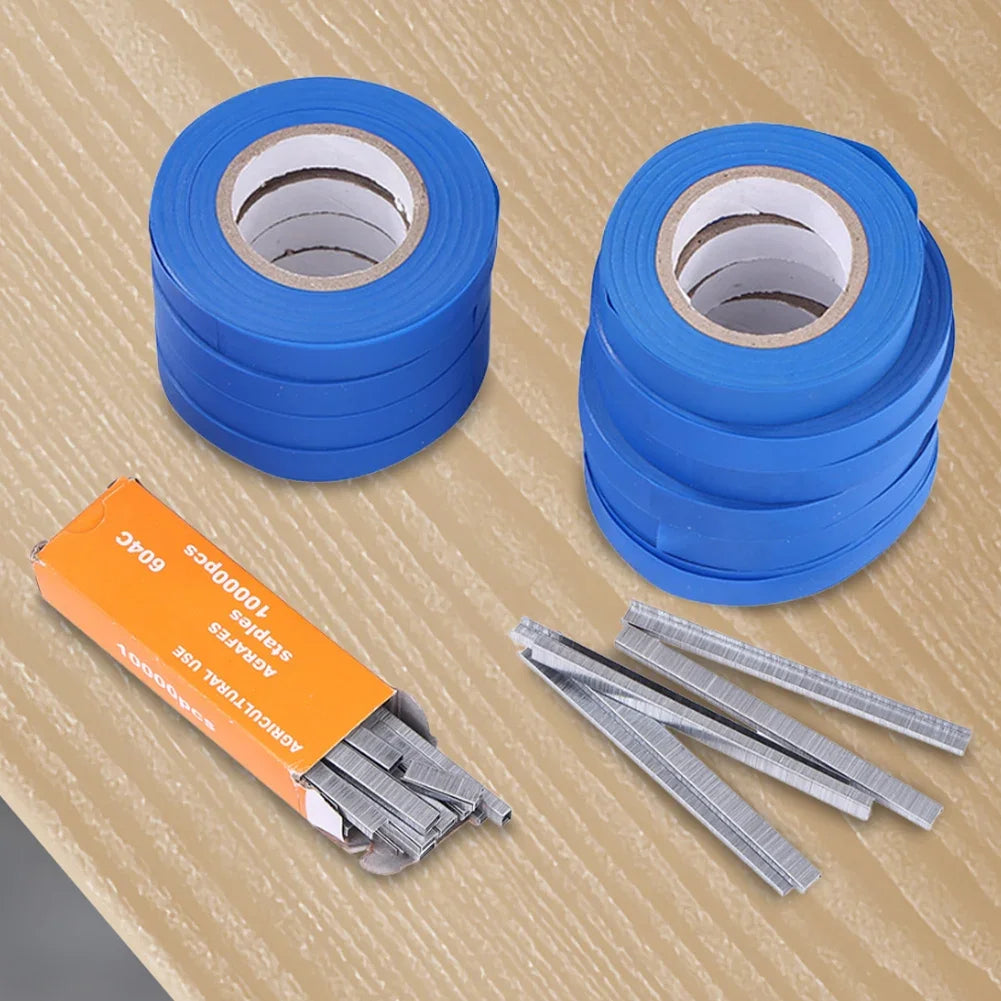 6-20pcs PVC Plant Tie Tape with Staples — Branch Tying Tape for Garden Tools & Tying Machines (Vegetables, Vines, Fruit Trees)
