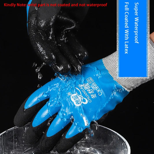 1 Pair Winter Waterproof Thermal Work Gloves – Anti-Slip Grip, Latex