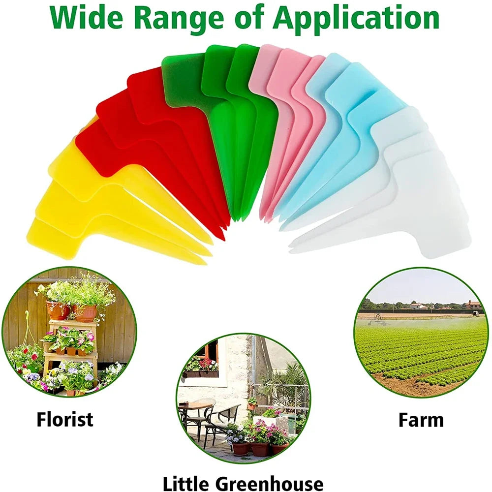 50/100pcs T-Shape Waterproof Plant Tags – PVC Garden Labels + Pen