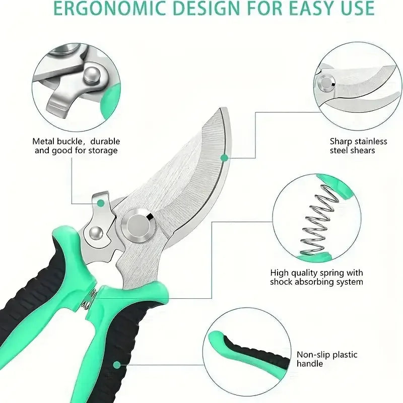 Professional Bypass Pruning Shears – Sharp Garden Tree Clippers